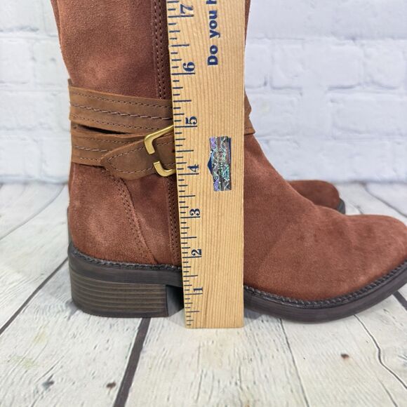 Claks Collection Riding Boots Women Size 6 Brown Suede Leather Buckle Campus - Picture 11 of 16